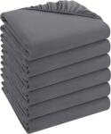 Utopia Bedding – Set of 6 Fitted Sheets 160 x 200 cm – Grey – Brushed Microfiber Fitted Sheet – 35 cm deep Pocket
