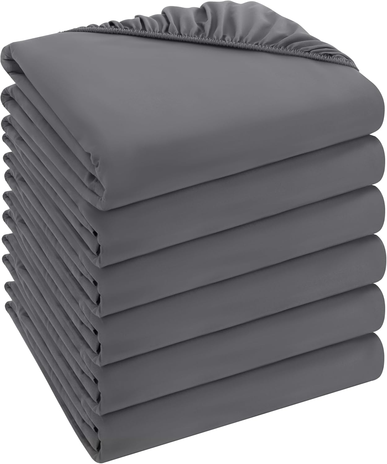 Utopia Bedding – Set of 6 Fitted Sheets 160 x 200 cm – Grey – Brushed Microfiber Fitted Sheet – 35 cm deep Pocket