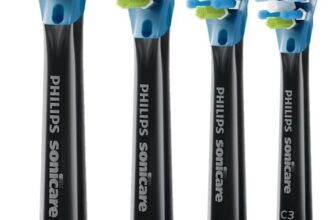 Philips Sonicare C3 Premium Plaque Defence Original Replacement Brush Heads, Black, 4-Pack, HX9044/88