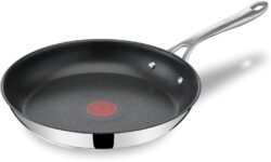 T-Fal x Jamie Oliver Nonstick Coated Stainless Steel Pan 11-Inch, Induction Compatible, Oven Safe up to 500°F, Chef’s Stainless Steel Skillet, Frying Pan, Silver