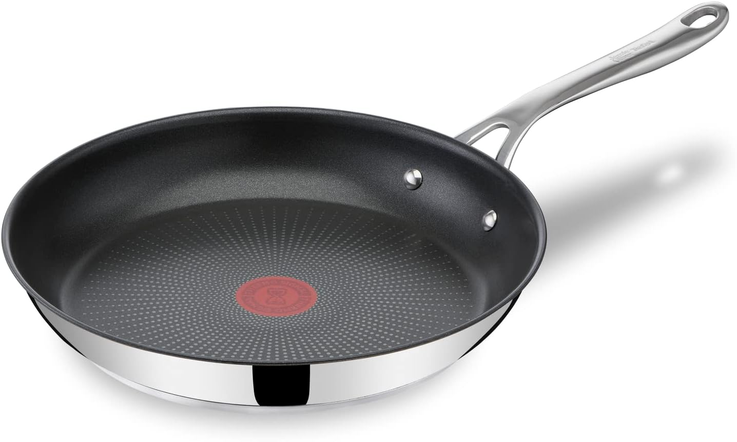T-Fal x Jamie Oliver Nonstick Coated Stainless Steel Pan 11-Inch, Induction Compatible, Oven Safe up to 500°F, Chef’s Stainless Steel Skillet, Frying Pan, Silver