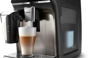PHILIPS 3300 Series Fully Automatic Espresso Machine – LatteGo Milk System, 5 Coffee Varieties, Intuitive Touch Display, SilentBrew, 100% Ceramic Grinder, AquaClean Filter, Glossy Black (EP3347/90)
