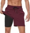 Arcweg Mens Swim Trunks with Compression Liner 2 in 1 Beach Swimming Trunks Quick Dry Swim Shorts with Zipper Pockets