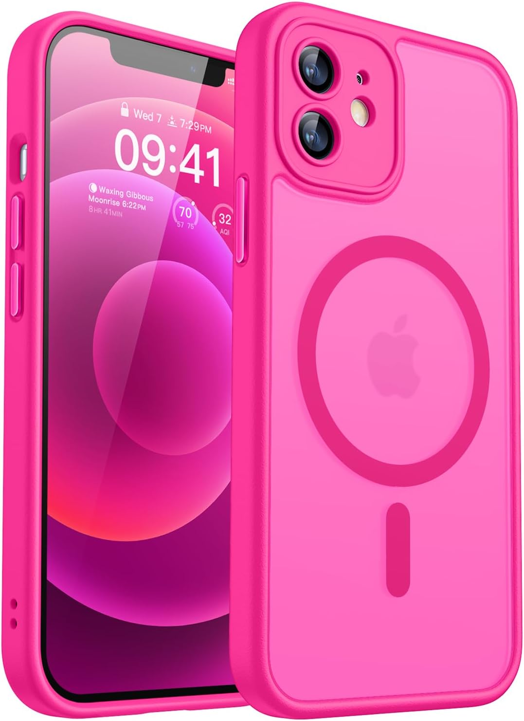 CANSHN Magnetic Shockproof for iPhone 12 Case, Hot Pink