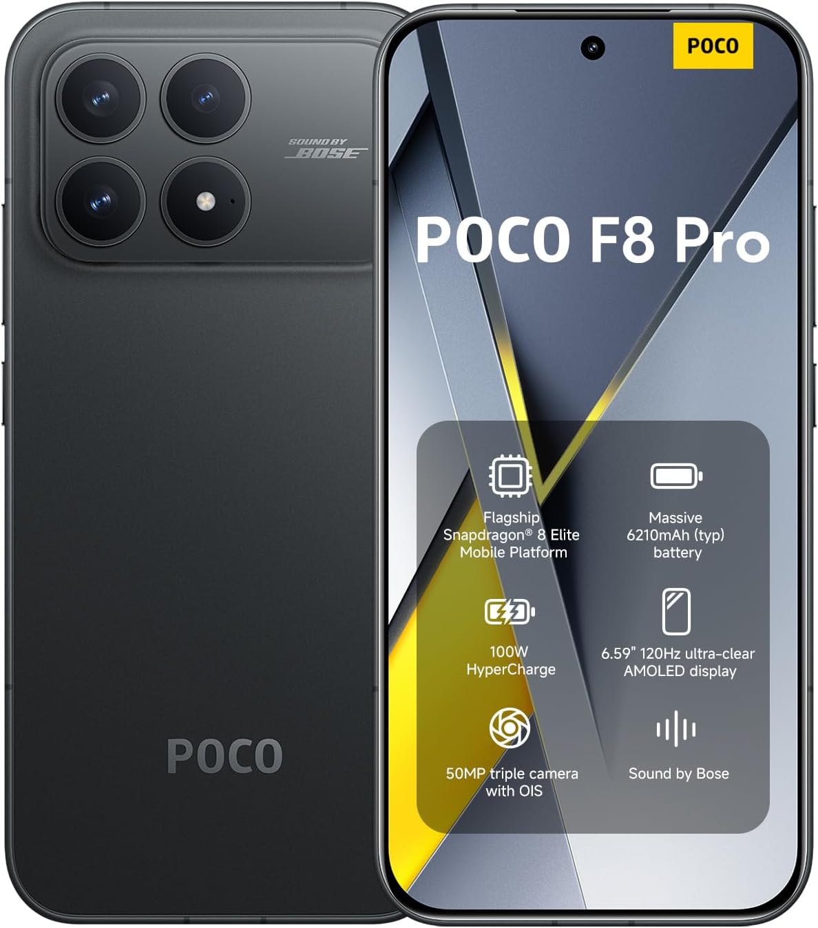 XIAOMI Poco F8 PRO 5G Ai (Compatible with Tmobile Mint Tello & Global) (256GB + 12GB) Ai 2K 6.59″ Bose Sound 50MP Gamers Phone NFC Dual sim Unlocked Model 2510DPC44G Liberado (Blue)