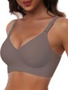 HORISUN No Underwire Seamless Full Coverage Bras for Women Regular & Plus | V Neck,Push Up Support Lift,Wireless,Front-adjustable Straps,Comfortable Bralettes,Back Smoothing,Everyday T-shirt Bra