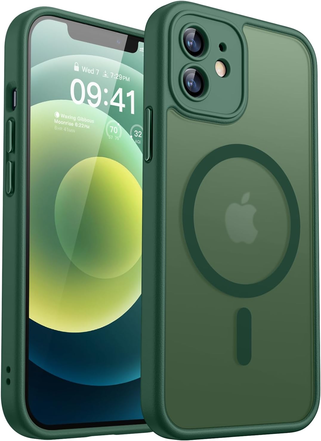 CANSHN Magnetic Shockproof for iPhone 12 Case, Deep Green