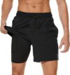 Arcweg Mens Swim Trunks with Compression Liner 2 in 1 Beach Swimming Trunks Quick Dry Swim Shorts with Zipper Pockets