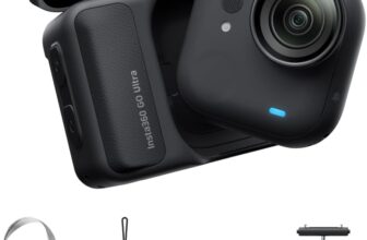 Insta360 GO Ultra Essentials Bundle – Small 4K Vlogging Camera, Hands-Free, POV Cam, 1/1.28″ Sensor, 53g Lightweight, 156° FOV, 200 Min Battery Life, Magnetic Wearable Action Camera for Sports, Vlog