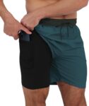 Arcweg Mens Swim Trunks with Compression Liner 2 in 1 Beach Swimming Trunks Quick Dry Swim Shorts with Zipper Pockets
