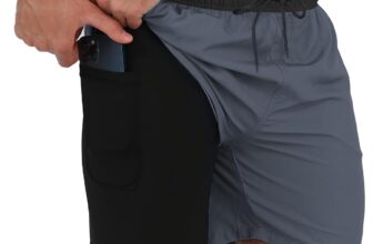 Arcweg Mens Swim Trunks with Compression Liner 2 in 1 Beach Swimming Trunks Quick Dry Swim Shorts with Zipper Pockets