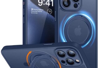 CANSHN 360° Spin Magnetic Stand for iPhone 15 Pro Max Case, Deep Blue
