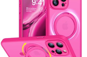 CANSHN 360° Spin Magnetic Stand for iPhone 15 Pro Case, Hot Pink