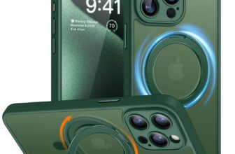 CANSHN 360° Spin Magnetic Stand for iPhone 15 Pro Max Case, Deep Green
