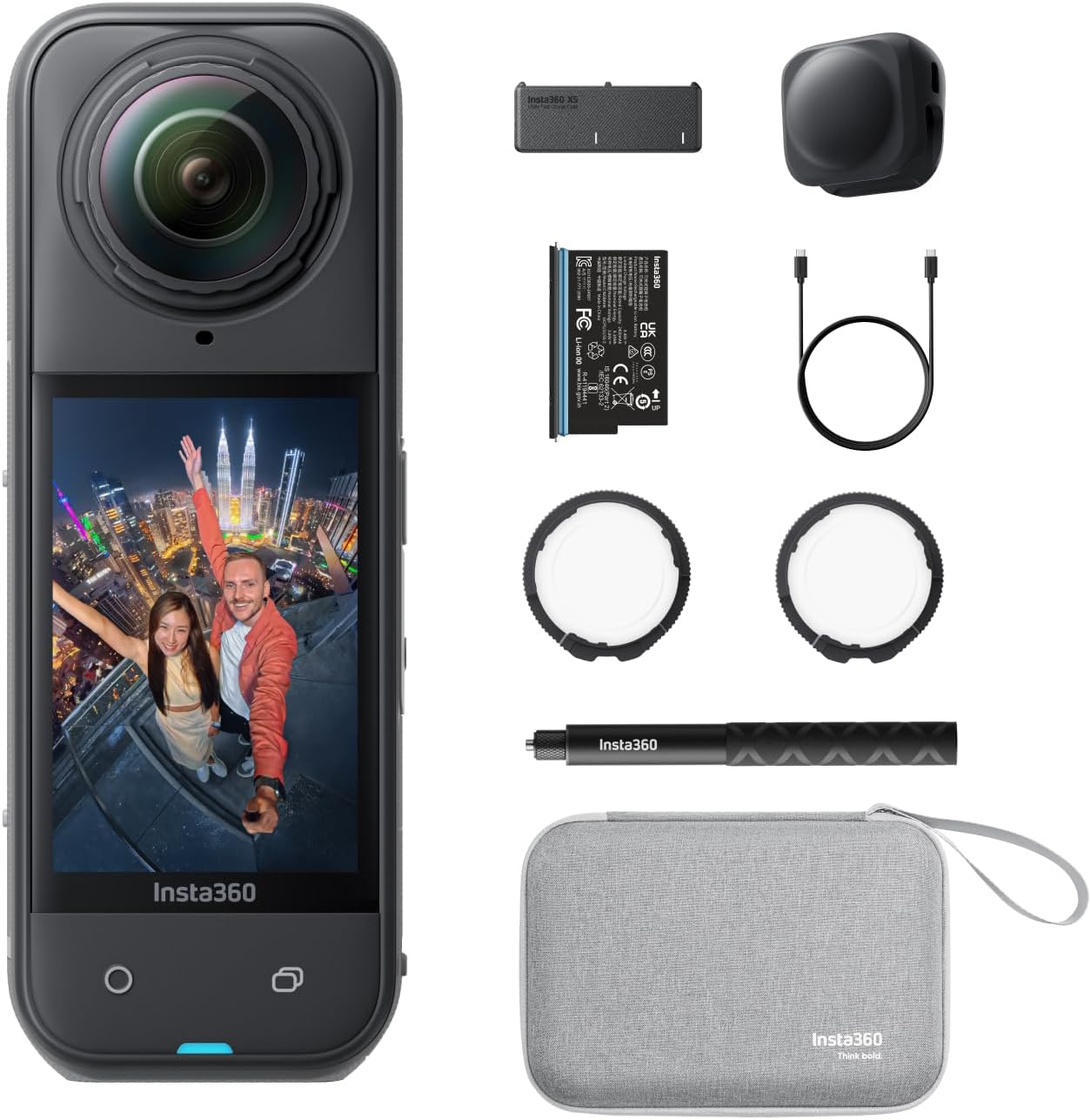Insta360 GO Ultra Essentials Bundle – Small 4K Vlogging Camera, Hands-Free, POV Cam, 1/1.28″ Sensor, 53g Lightweight, 156° FOV, 200 Min Battery Life, Magnetic Wearable Action Camera for Sports, Vlog