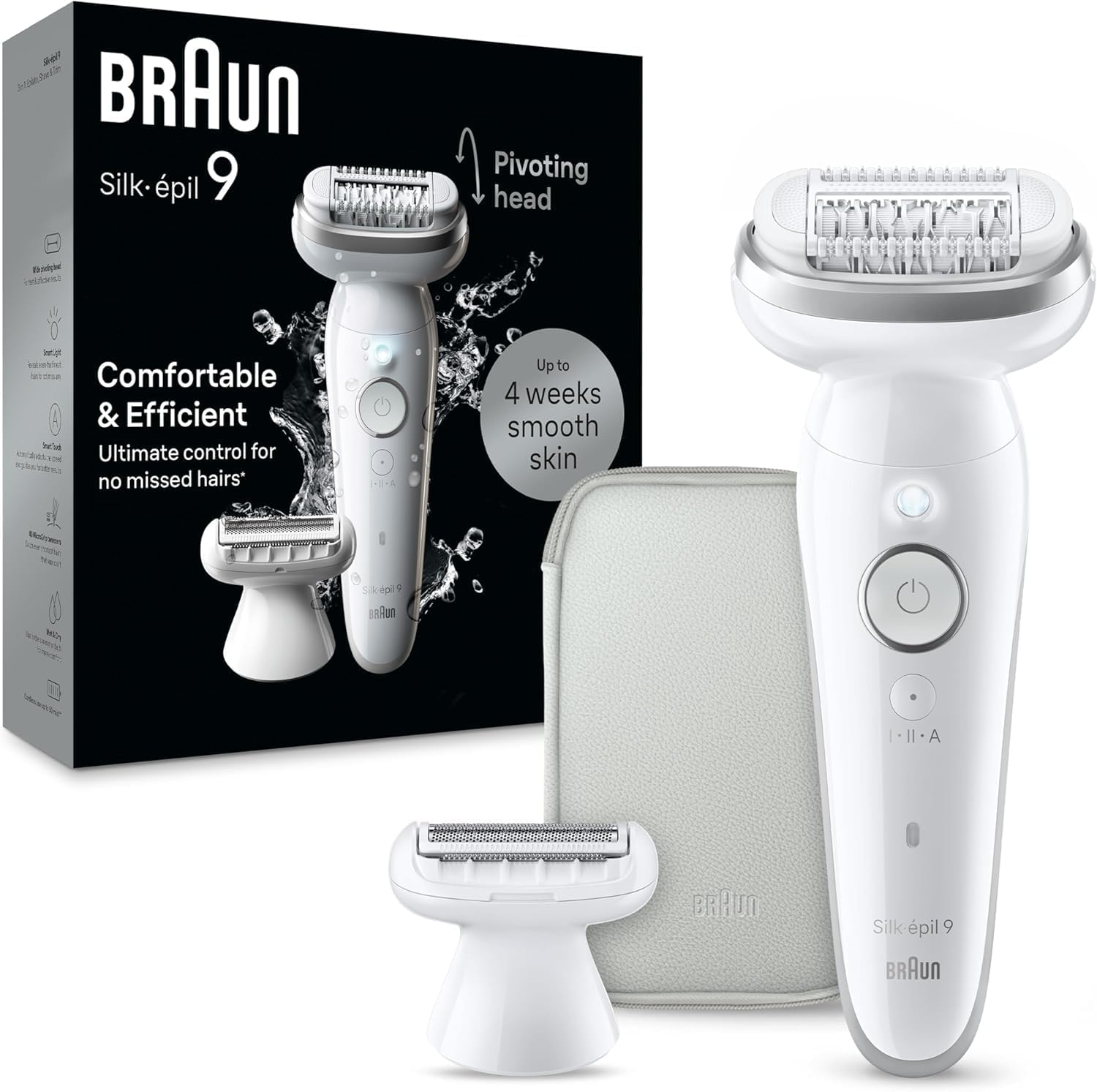 Braun Silk·épil 9 Women’s Epilator, Ladyshaver, Waterproof, 9-041, Silver