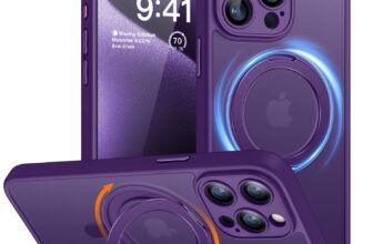 CANSHN 360° Spin Magnetic Stand for iPhone 15 Pro Case, Deep Purple