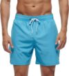 Arcweg Men’s Swim Trunks Board Shorts with Zipper Pockets Mesh Lining Quick Dry Sports Beach Shorts Light Blue
