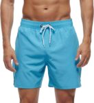 Arcweg Men’s Swim Trunks Board Shorts with Zipper Pockets Mesh Lining Quick Dry Sports Beach Shorts Light Blue