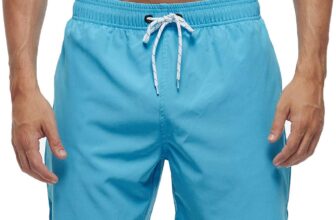 Arcweg Men’s Swim Trunks Board Shorts with Zipper Pockets Mesh Lining Quick Dry Sports Beach Shorts Light Blue