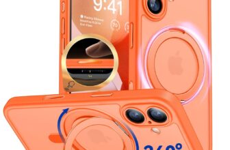 CANSHN 360° Spin Magnetic Stand for iPhone 17 Case, Orange