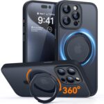 CANSHN 360° Spin Magnetic Stand for iPhone 15 Pro Case, Black