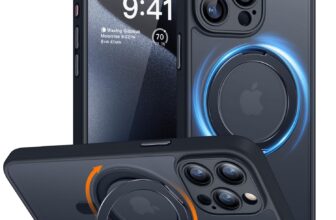 CANSHN 360° Spin Magnetic Stand for iPhone 15 Pro Case, Black