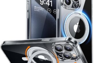 CANSHN 360° Spin Magnetic Stand for iPhone 15 Pro Max Case, Clear