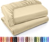 Pack of 2 Twin Fitted Sheet, Fits Up to 16 Inch Deep Pocket, Beige | Hotel Comfort, Cooling & Breathable Cotton like Polyester, Easy Fit, Wrinkle & Fade Resistant, Snug Fit, Easy Care, Oeko-Tex