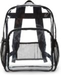 Amazon Basics Transparent Clear School Backpack, Water-Resistant PVC Plastic, Reinforced Shoulder Straps, 17 x 7 x 13 in
