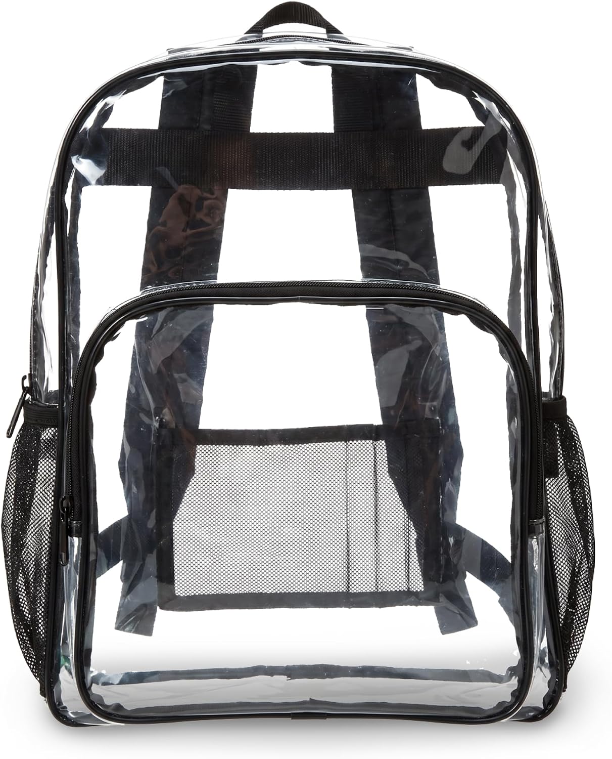 Amazon Basics Transparent Clear School Backpack, Water-Resistant PVC Plastic, Reinforced Shoulder Straps, 17 x 7 x 13 in