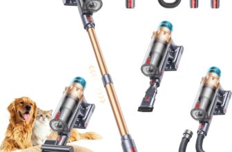 Cordless Vacuum Cleaner, 55KPA 650W 70Mins Stick Vacuum Cleaners for Home with Motorized Bed Brush, Flexible Hose, LED Touchscreen, Auto Mode, Self-Standing & Wall Mount, for Pet Hair Carpet Floor