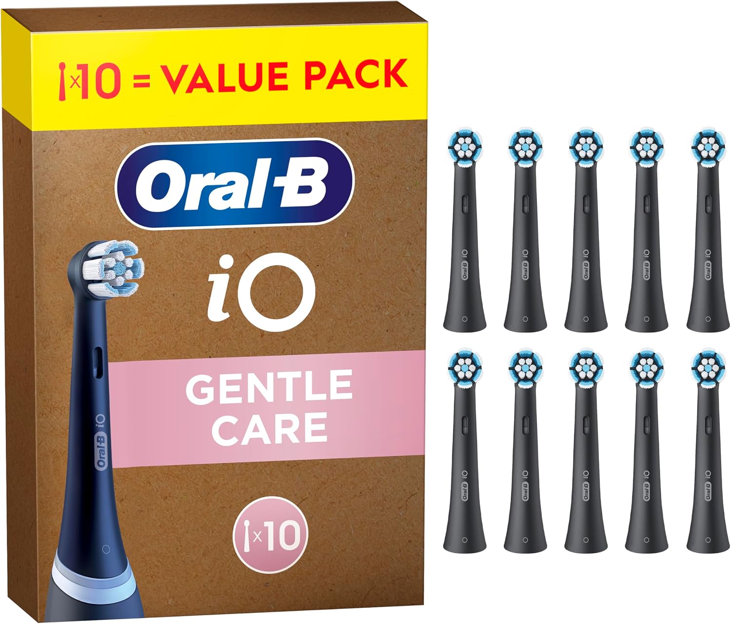 Oral-B iO Gentle Care Original Replacement Heads, Black, Pack of 10
