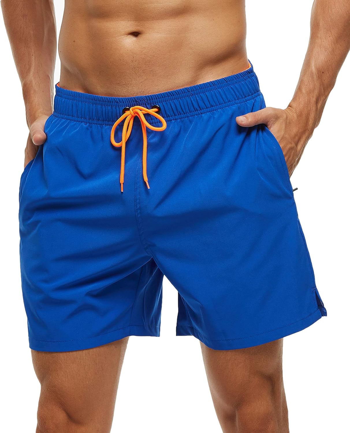 Arcweg Men’s Swim Trunks Board Shorts with Zipper Pockets Mesh Lining Quick Dry Sports Beach Shorts Blue