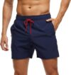 Arcweg Men’s Swim Trunks Board Shorts with Zipper Pockets Mesh Lining Quick Dry Sports Beach Shorts Dark Blue