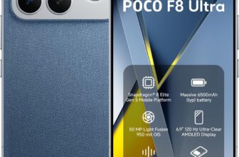 XIAOMI Poco F8 Ultra 5G Ai (Compatible with Tmobile Mint Tello & Global) (512GB + 16GB) Ai 2K 6.9″ Bose Sound 50MP Gamers Phone NFC Dual sim Unlocked Model 25102PCBEG (Blue Demin)