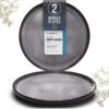 Stoneware Dinner Plate Set for 2, 10.6″ Large Kitchen Plates, Raised Rim