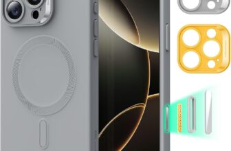 ESR for iPhone16 Pro Max Case with MagSafe, Supports Magnetic Charging, Smooth & Slim Silicone Case, Shockproof, Full Screen and Camera Protection, Soft Microfiber Lining,Grey