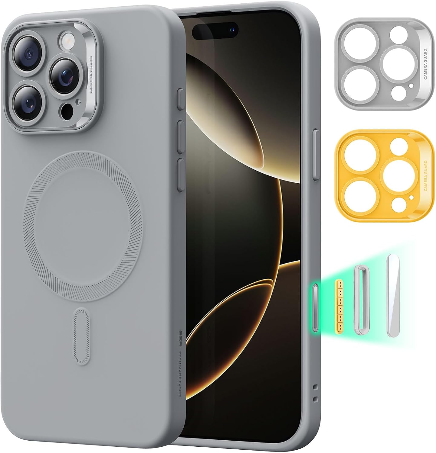 ESR for iPhone 15 Pro Max Case with MagSafe, Supports Magnetic Charging, Slim Liquid Silicone Case, Shock Absorbing, Screen and Camera Protection, Cloud Series, Green