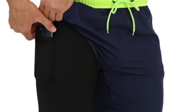 Arcweg Mens Swim Trunks with Compression Liner 2 in 1 Beach Swimming Trunks Quick Dry Swim Shorts with Zipper Pockets