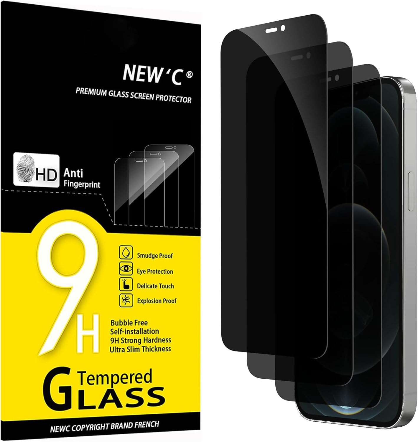 NEW’C for iPhone 12 Pro Max Screen Protector Privacy 28° Tempered Glass