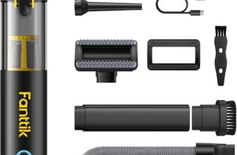 Fanttik Slim V8 APEX Cordless Car Vacuum & Air Duster, 4-in-1 Portable Mini Vacuum with 19000pa Suction Power for Pet Hair, Type-C Charge, One-Touch Empty for Car, Office Desk, Keyboards (Black)