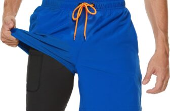 Arcweg Mens Swim Trunks with Compression Liner 2 in 1 Beach Swimming Trunks Quick Dry Swim Shorts with Zipper Pockets