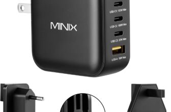 MINIX P3 100W Turbo 4-Port GaN Travel Wall Charger USB C PD Power Adapter