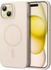 ESR for iPhone 15 Case with MagSafe, Supports Magnetic Charging, Slim Liquid Silicone Case, Shock Absorbing, Screen and Camera Protection, Cloud Series, Light Tan