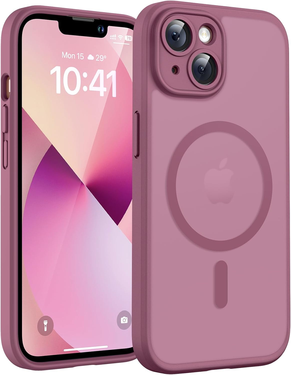 TOCOL Magnetic for iPhone 16 Case 6.1-Inch, Fit for MagSafe, Upgraded [Full Camera Protection], [14FT Military Grade Drop Tested] Shockproof Slim Translucent Matte Back Phone Cover (Pink)