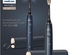 Philips Sonicare DiamondClean Prestige 9900 – brosse à dents électrique avec 1 tête de brosse A3 Premium Tout-en-un et un boîtier de Charge Couleur bleu nuit (modèle HX9992/12)