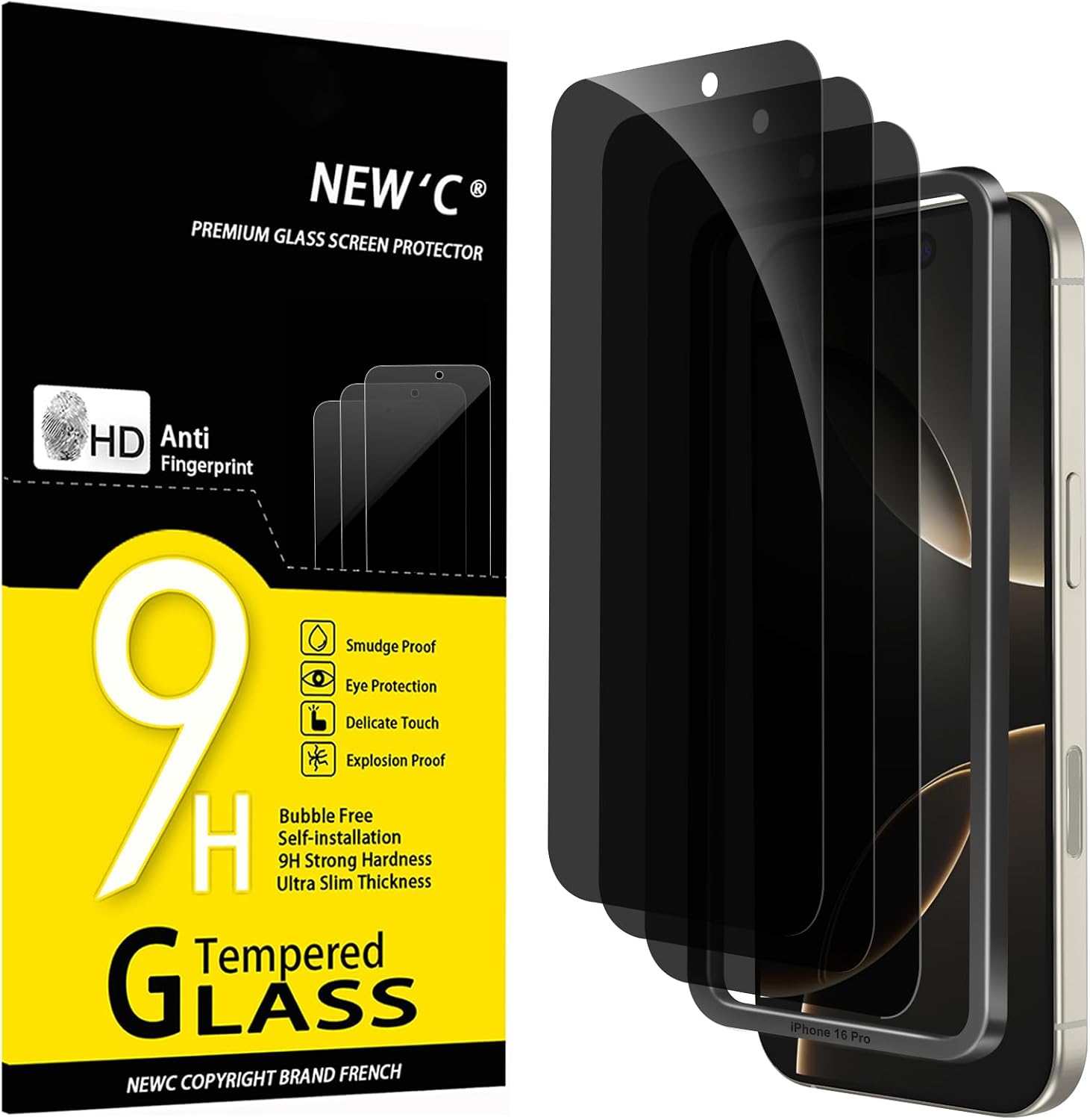 NEW’C for iPhone 17, iPhone 17 Pro, iPhone 16 Pro Privacy Screen Protector