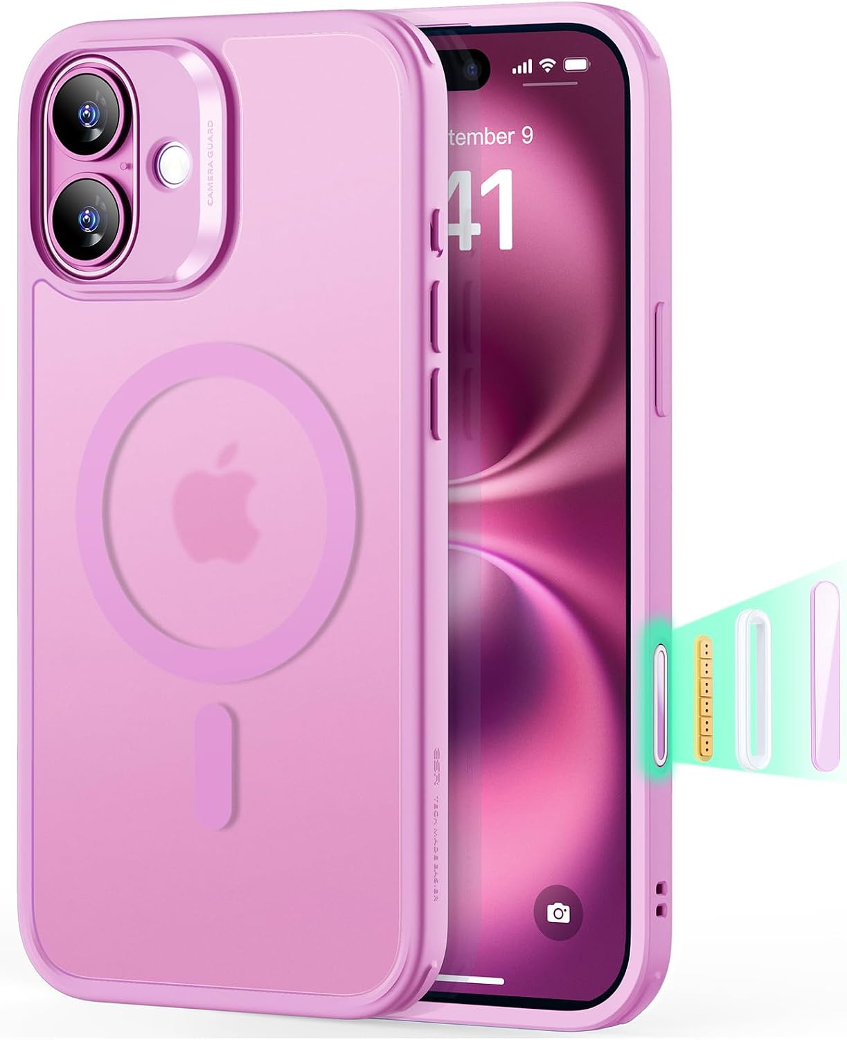 ESR Classic Hybrid for iPhone 18 Pro/17 Pro Case, Frosted Pink