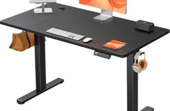 ErGear Electric Height-Adjustable Desk 120 x 60 cm, Desk Height Adjustable with 4 Memory Functions, Gaming Table with 4-Piece Table Top